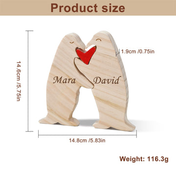 LucySky Personalized Wooden Penguin Puzzle with 2-6 Family Name, Custom Family Name Puzzle, Customized Wooden Puzzle Gifts for Christmas Birthday