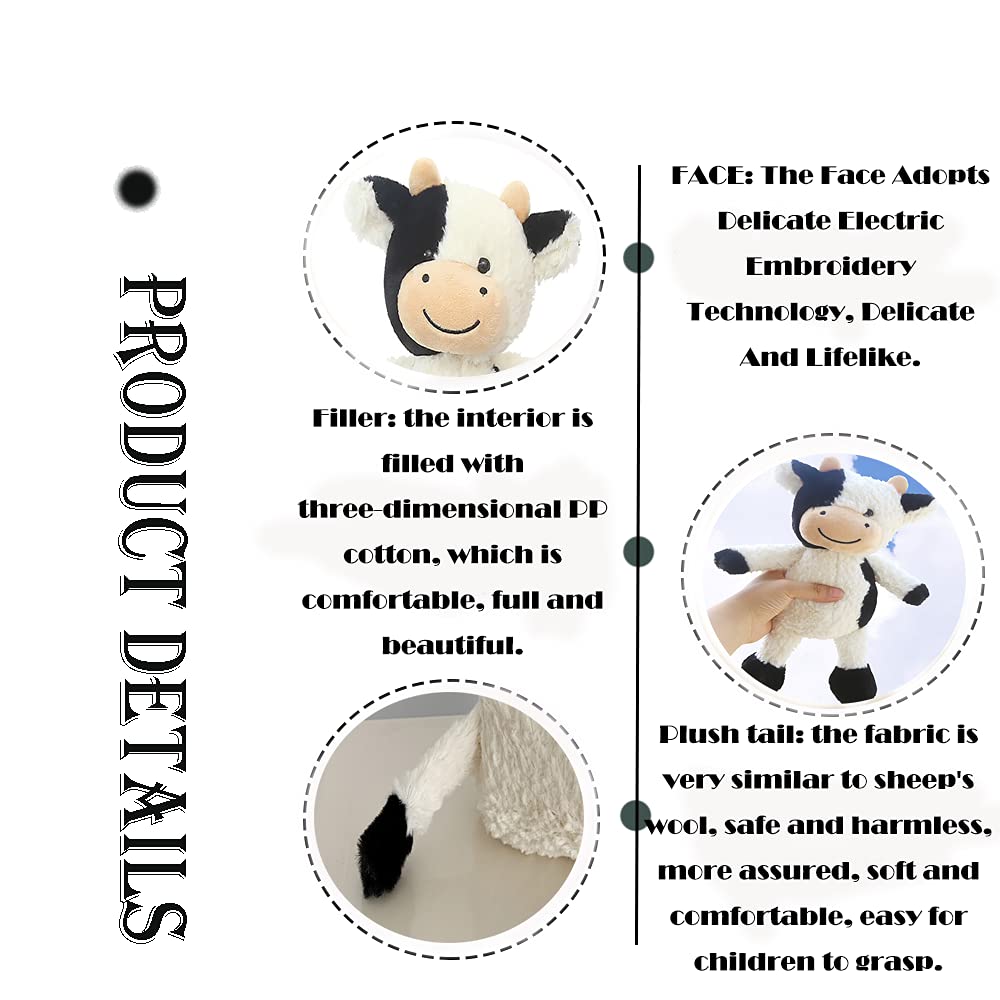 CHELEI2019 11.8" Cow Stuffed Animals Soft Cuddly Cow Plush Toy for Kids