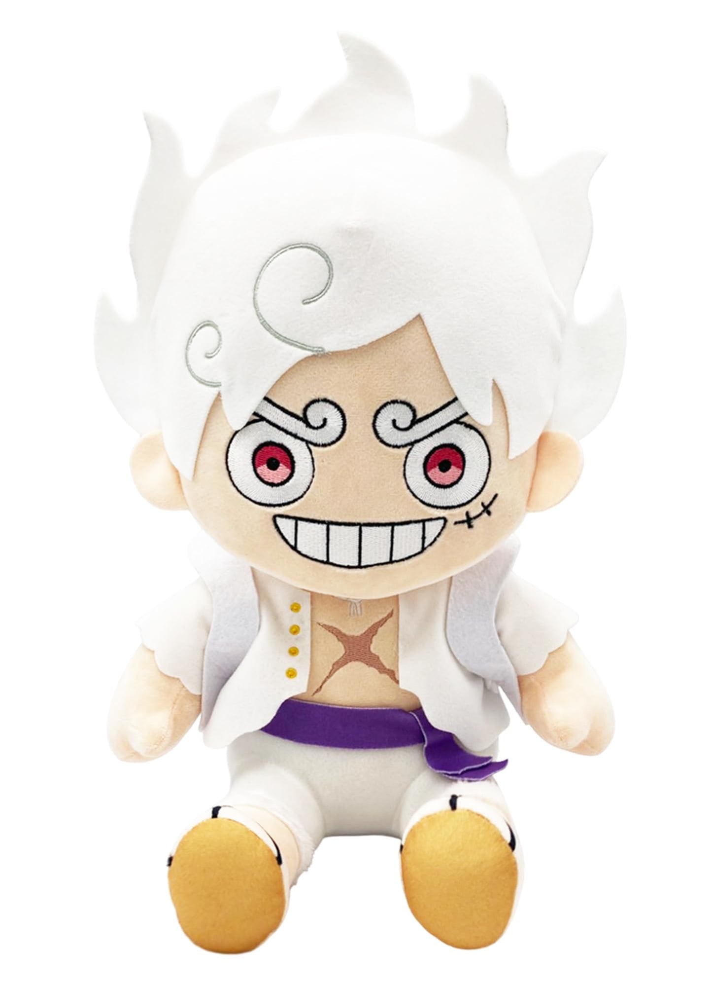 Great Eastern Entertainment One Piece - Monkey D. Luffy Gear 5 Grin Sitting Pose Plush 12" H