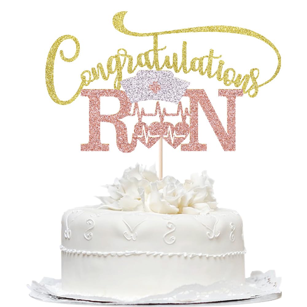 Congratulations RN Cake Topper -Congrats Nurse/BSN Cake Decor,Congratulations High School/College Graduation,Medical School Graduation Party