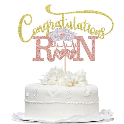 Congratulations RN Cake Topper -Congrats Nurse/BSN Cake Decor,Congratulations High School/College Graduation,Medical School Graduation Party