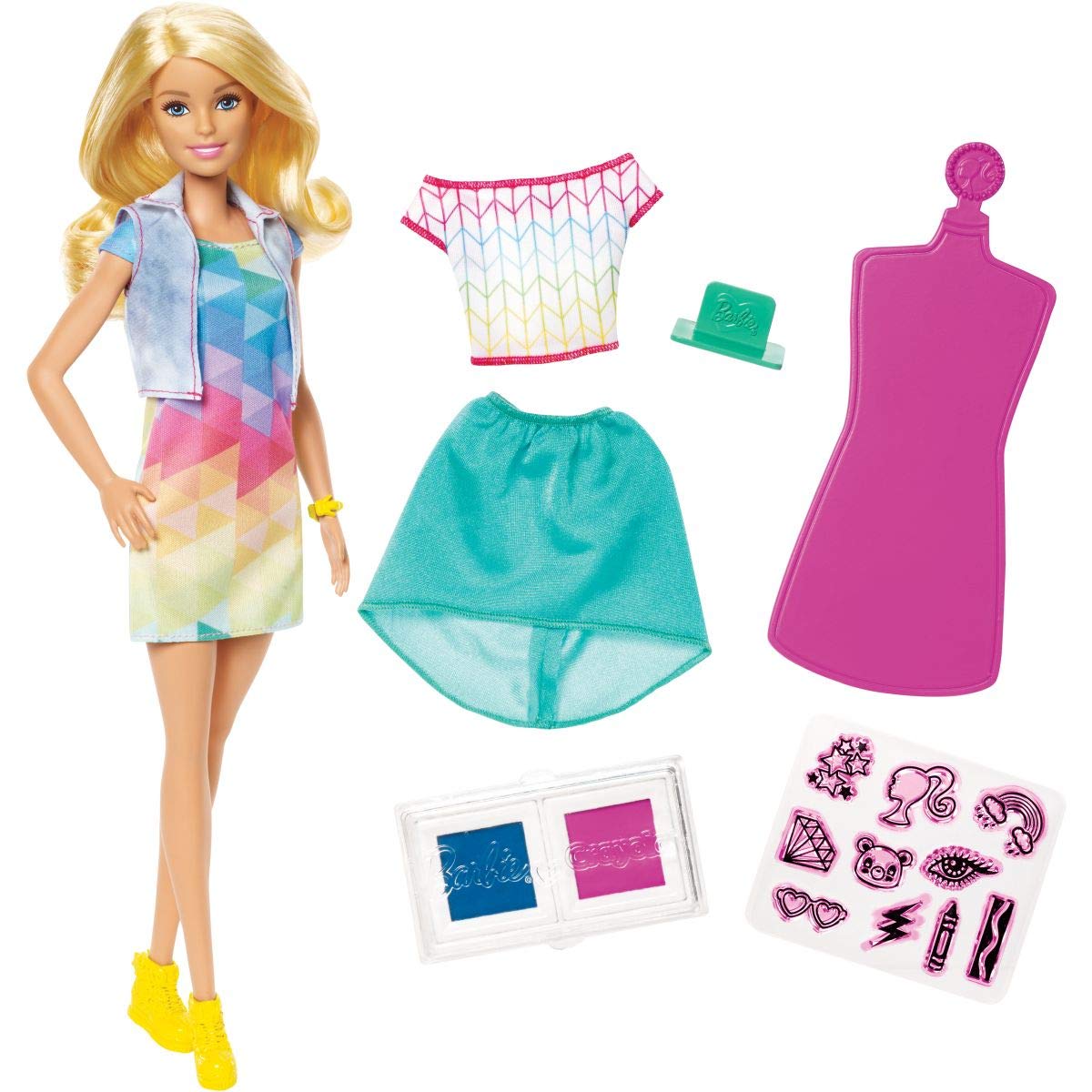 Barbie FRP05 Crayola Stamp Fashions Set Blonde, Multicolor