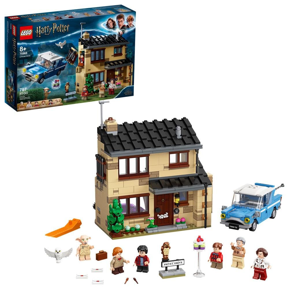 LEGO Harry Potter 4 Privet Drive 75968 House and Ford Anglia Flying Car Toy, Wizarding World Gifts for Kids, Girls & Boys with Harry Potter, Ron