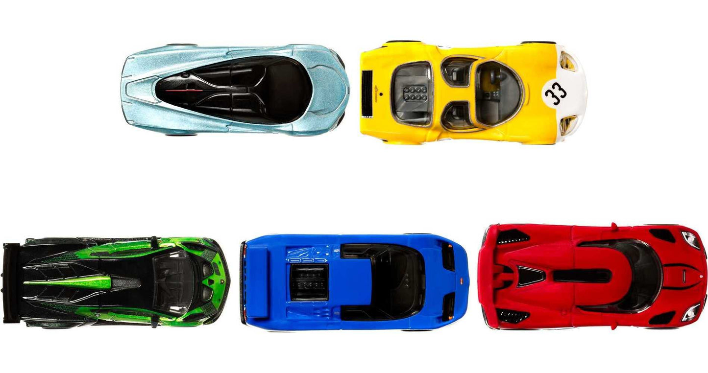 Hot Wheels Premium Car Culture Speed Machines 5-Pack of Toy Cars, Full Metal Body, Real Riders Tires, 1:64 Scale Sports Cars, for Collectors