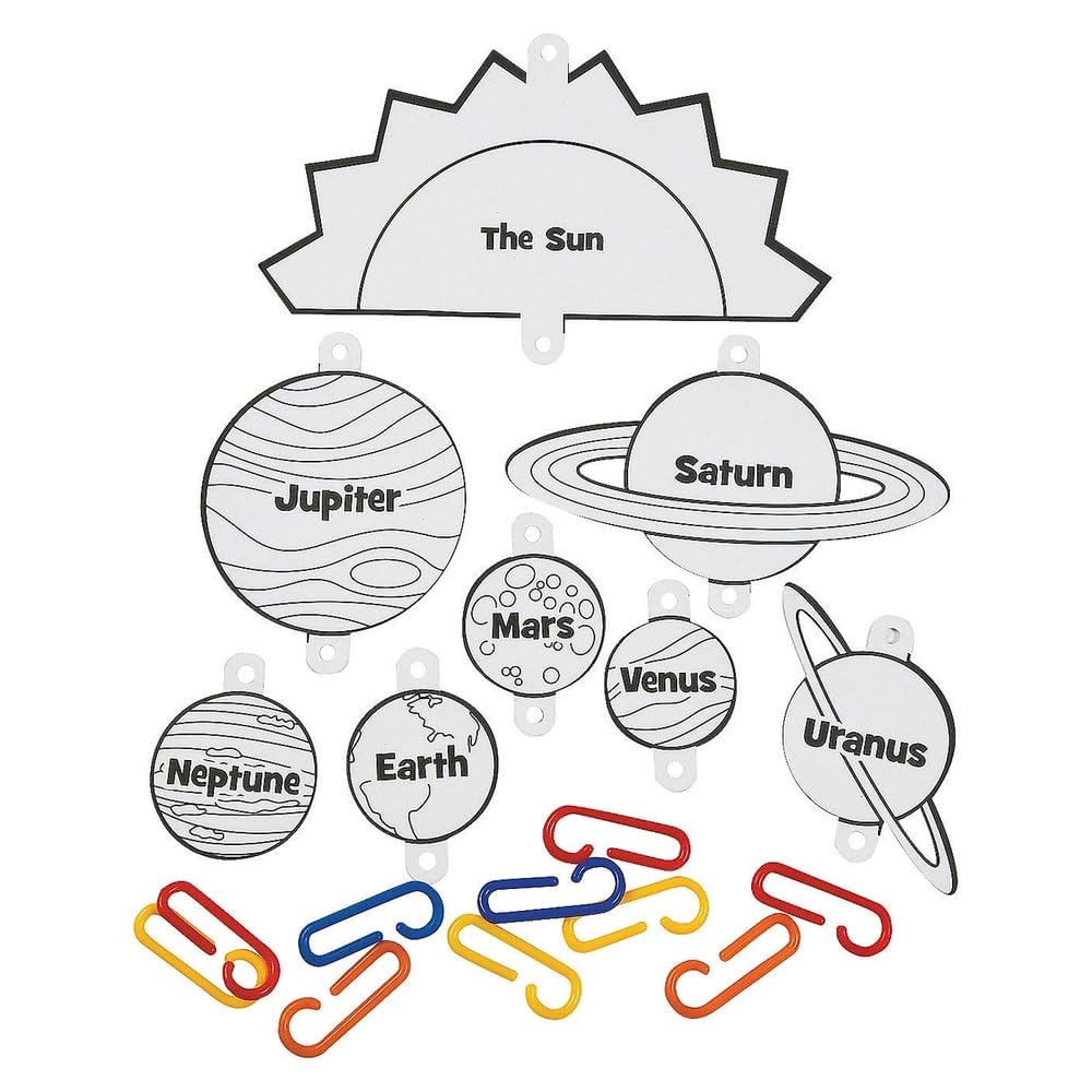 Fun Express Solar System Craft Kit - VBS 2026 Vacation Bible School Supplies/Decor- Educational and Learning Activities for Kids - 12 Pieces