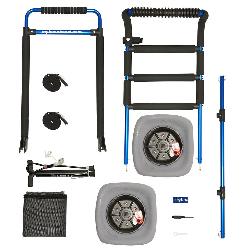 My Beach Cart® The Original Patented NO Rust Aluminum Foldable Beach Cart 13 INCH Big Wheels Balloon Tires for Sand Heavy Duty. Often Imitated, Never