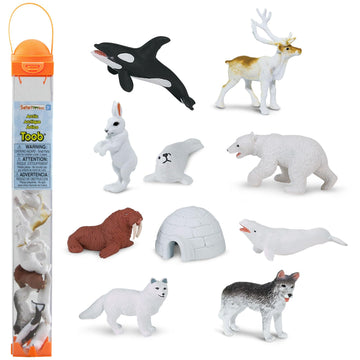Safari Ltd Arctic TOOB With 10 Fun Figurines, Including A Harp Seal, Husky, Caribou, Arctic Rabbit, Killer Whale, Walrus, Arctic Fox, Beluga Whale