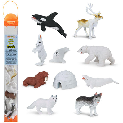 Safari Ltd Arctic TOOB With 10 Fun Figurines, Including A Harp Seal, Husky, Caribou, Arctic Rabbit, Killer Whale, Walrus, Arctic Fox, Beluga Whale