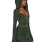Dolls Kill F is for Fairies Hooded Mini Dress by Current Mood - Fabric Dress with Hoodie for Fairycore Fashion - Green, Large