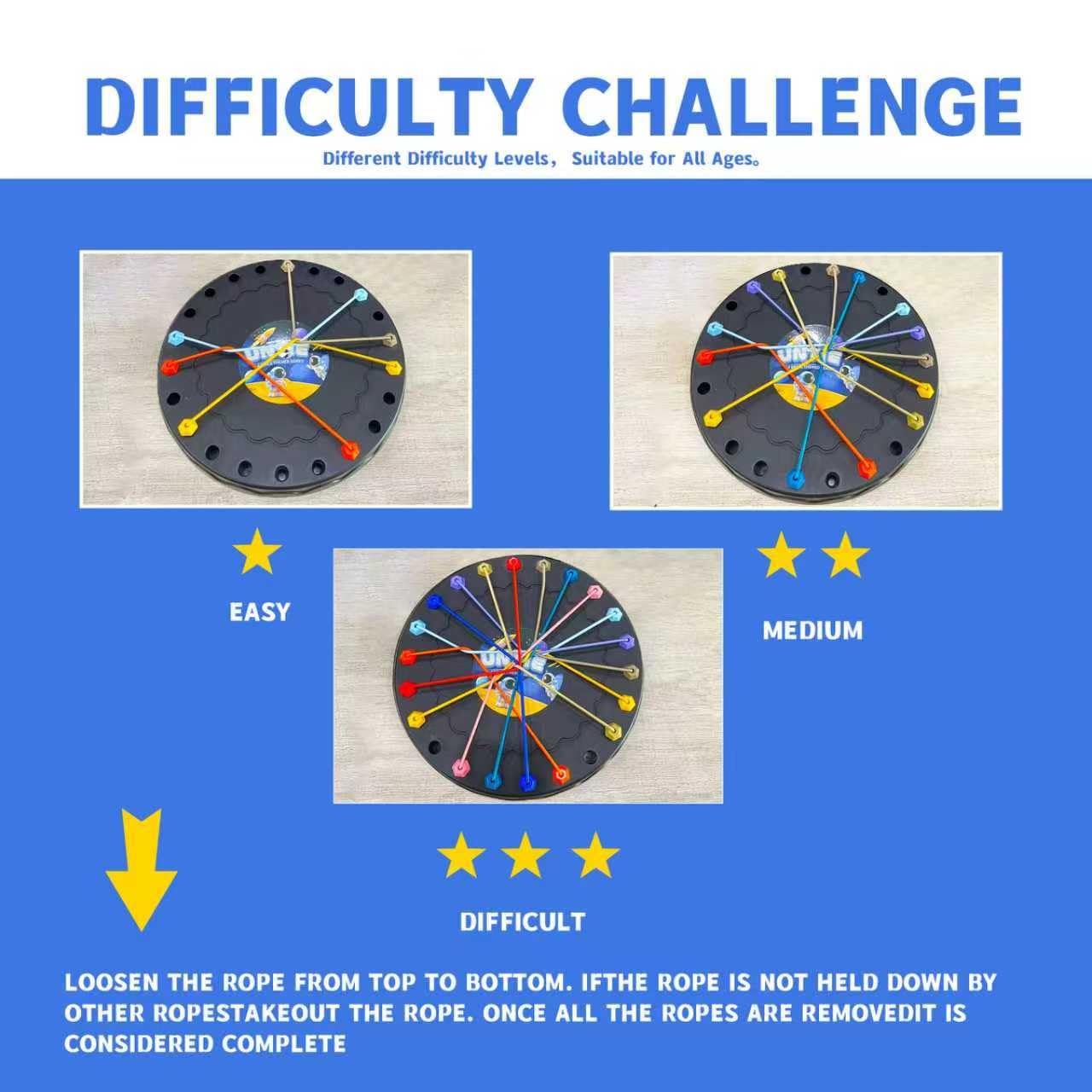 RQAMRCU Brainy Knots Rope Untangling Game?Children's Rope Challenge Game?Strategy Untangling Challenge Puzzle ?Suitable for Family Parent-Child