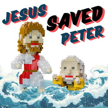 Jesus Series-Jesus Saved Peter Mini Figurine, Bible Story w/Lego, Jesus Toy, Nativity Building Set for Aged14+, Great Gift for Teenagers and Adults