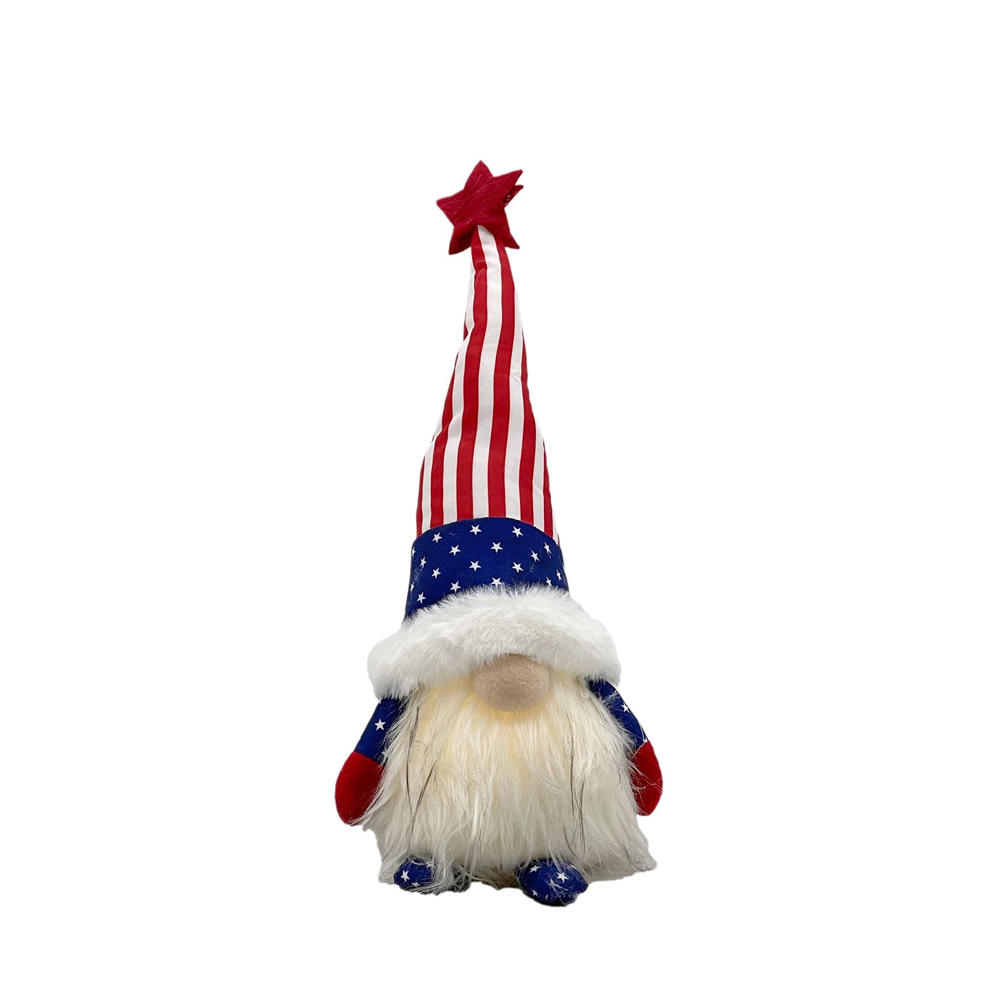 Galt International 4th of July USA Patriotic Stars & Stripes Light-Up Plush Gnome Independence Day Memorial Day Decor