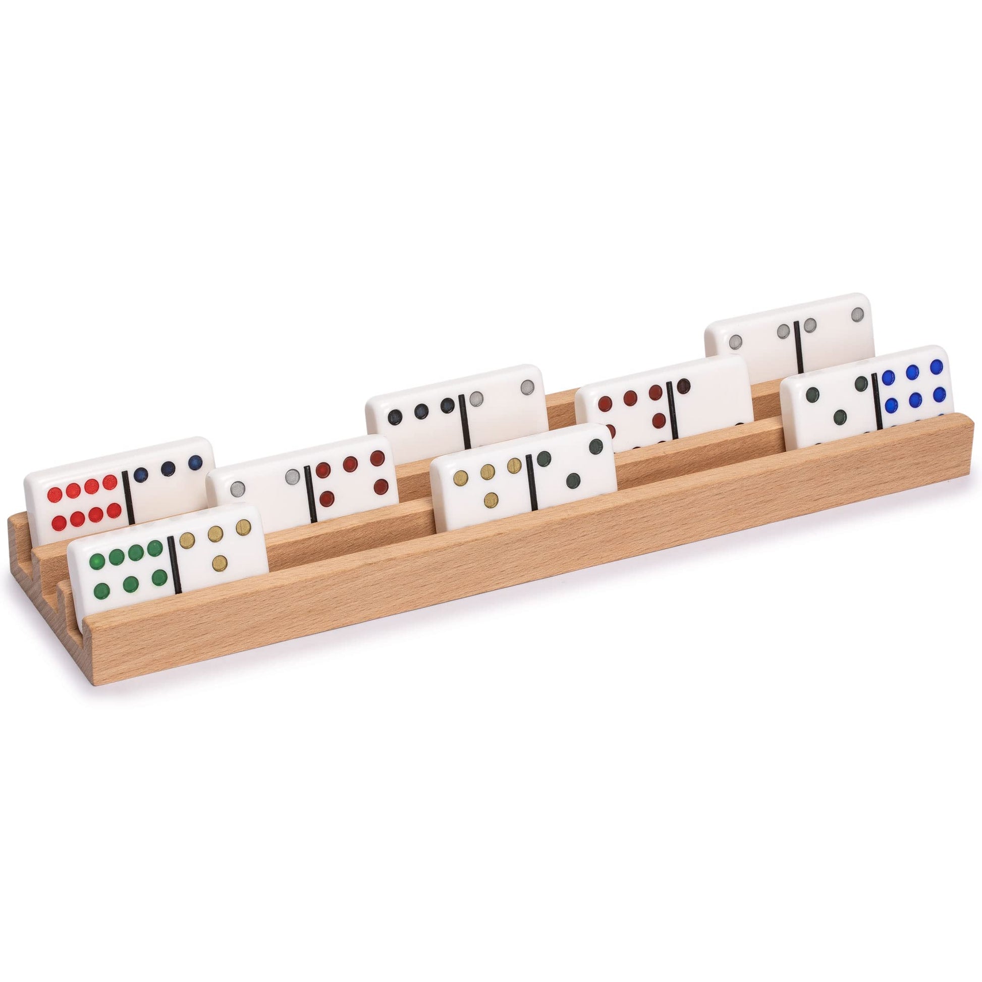 Yellow Mountain Imports Premium Beechwood Domino Racks/Trays (10-Inch) - Set of 4 - Domino Holders for Mexican Train, Chickenfoot and Other Domino