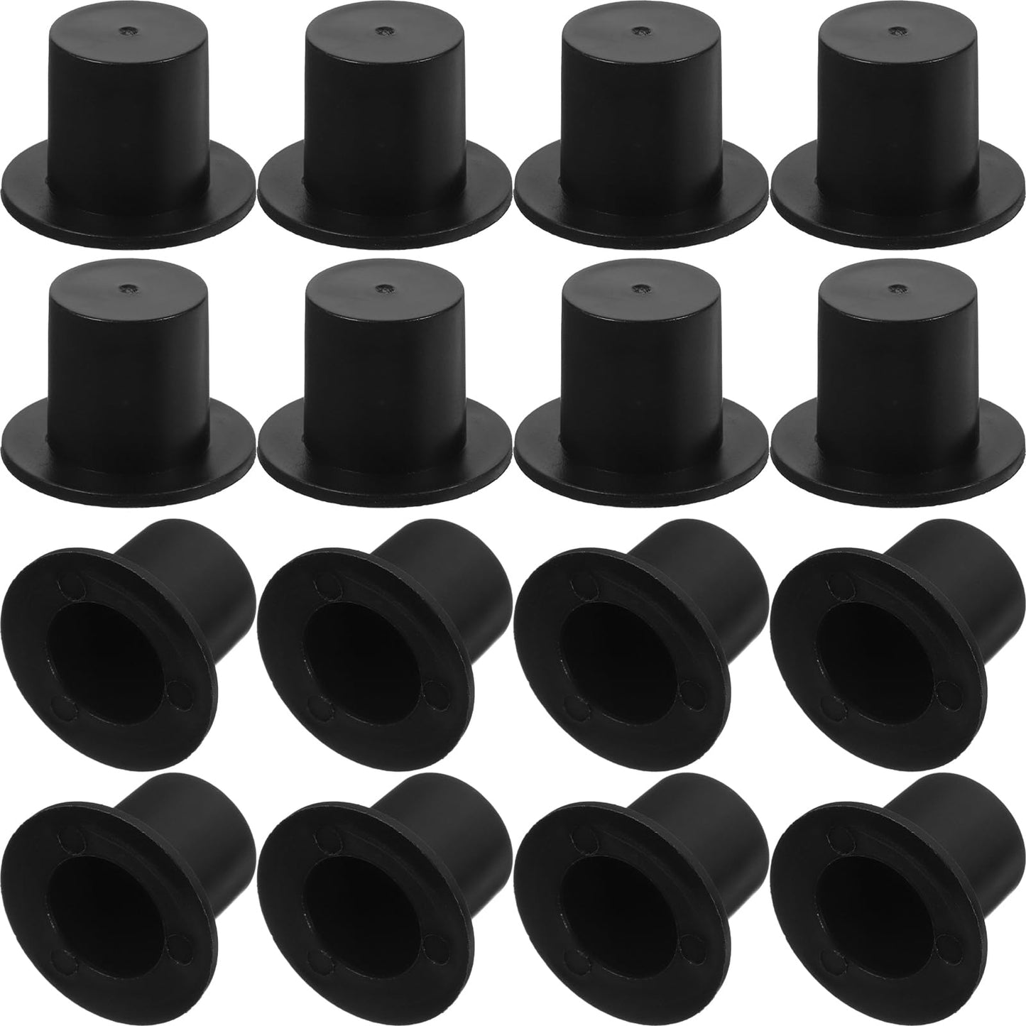 NUOBESTY 100pcs Miniature Top Hats Mini Black Plastic Magician Hats for Doll Snowman Christmas Party Holiday Goodie Bag DIY Craft Supplies (2.3x1.6cm)
