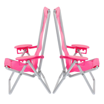 STOBOK 2PCS Miniature Folding Beach Chairs Mini Dolls House Furniture Plastic Beach Lounge Chairs Dollhouse Furniture Accessories