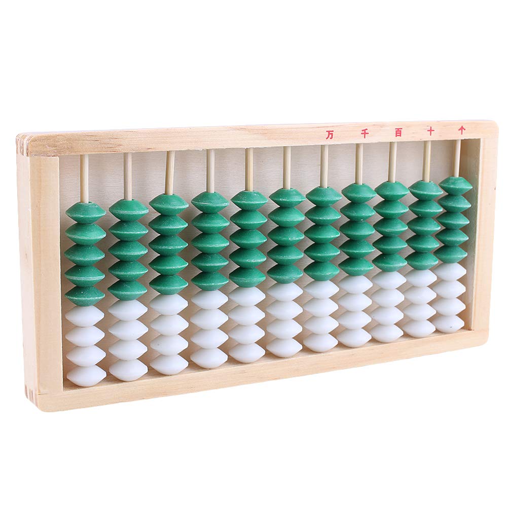 szzijia 9-Bead 11 Column Abacus Counting Frame for Kids Math Education Wooden Framed Green White Color