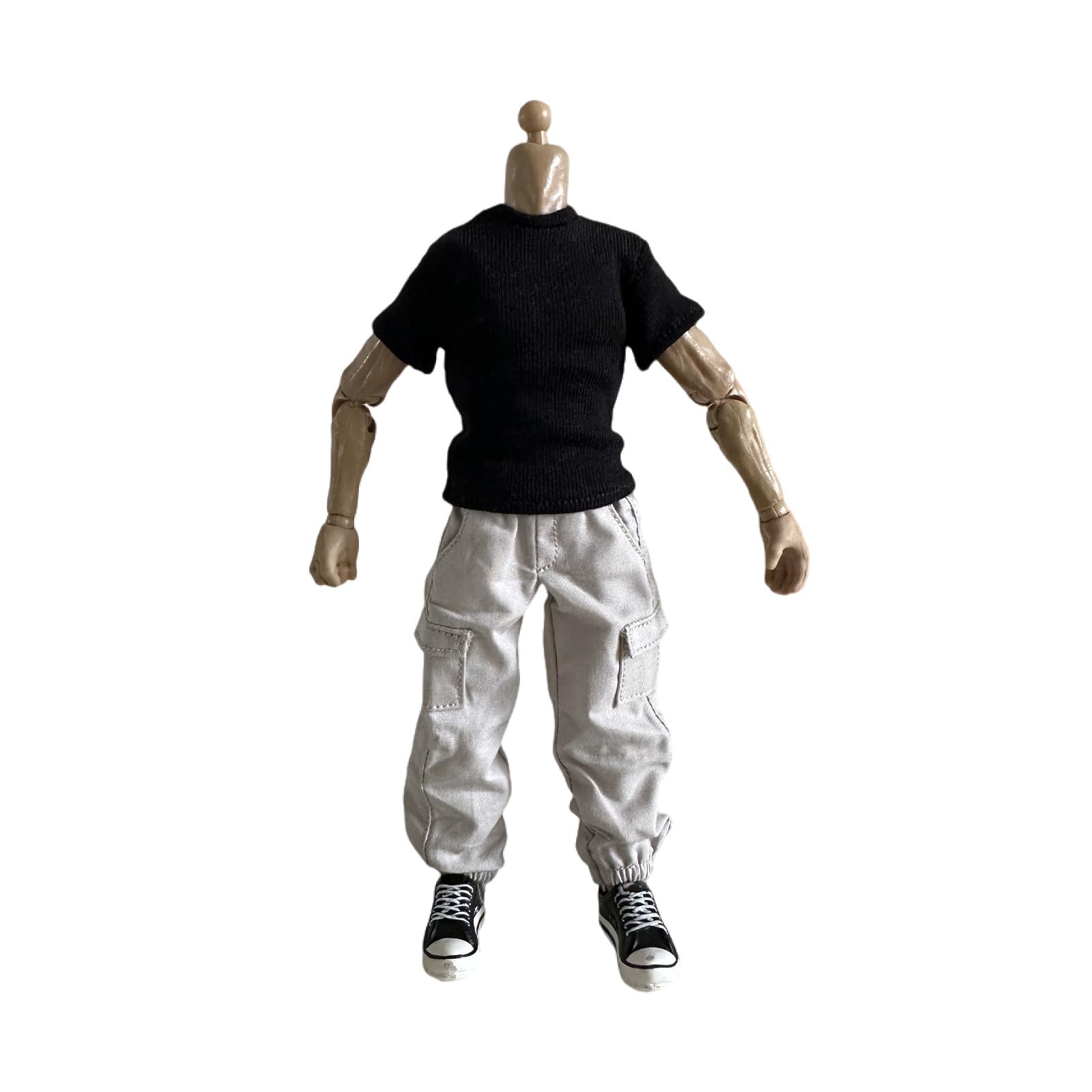 1/12 Action Figure Clothes,1:12Scale Solider tapered cargo pants,Casual Pants for 6" Action Figures,Fashion Pants only (Light Grey)