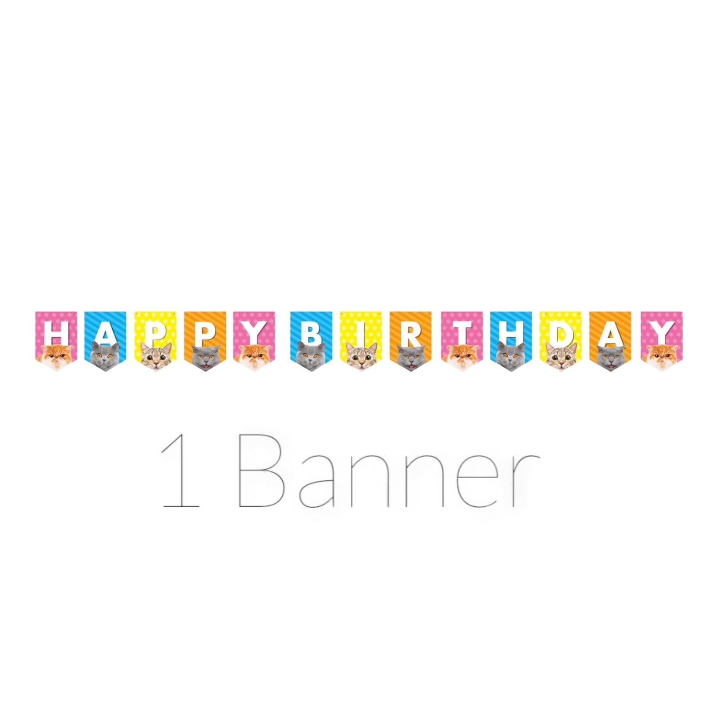 Oojami Cat Party Tablecloth 3 Pack 54"x108" with Happy Birthday Banner