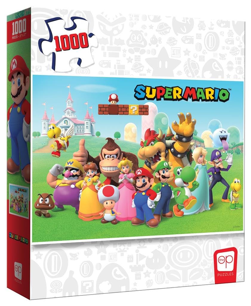 Super Mario “Mushroom Kingdom” 1,000 Piece Jigsaw Puzzle | Collectible Super Mario Puzzle Artwork Featuring Mario, Luigi, Princess Peach, and More |