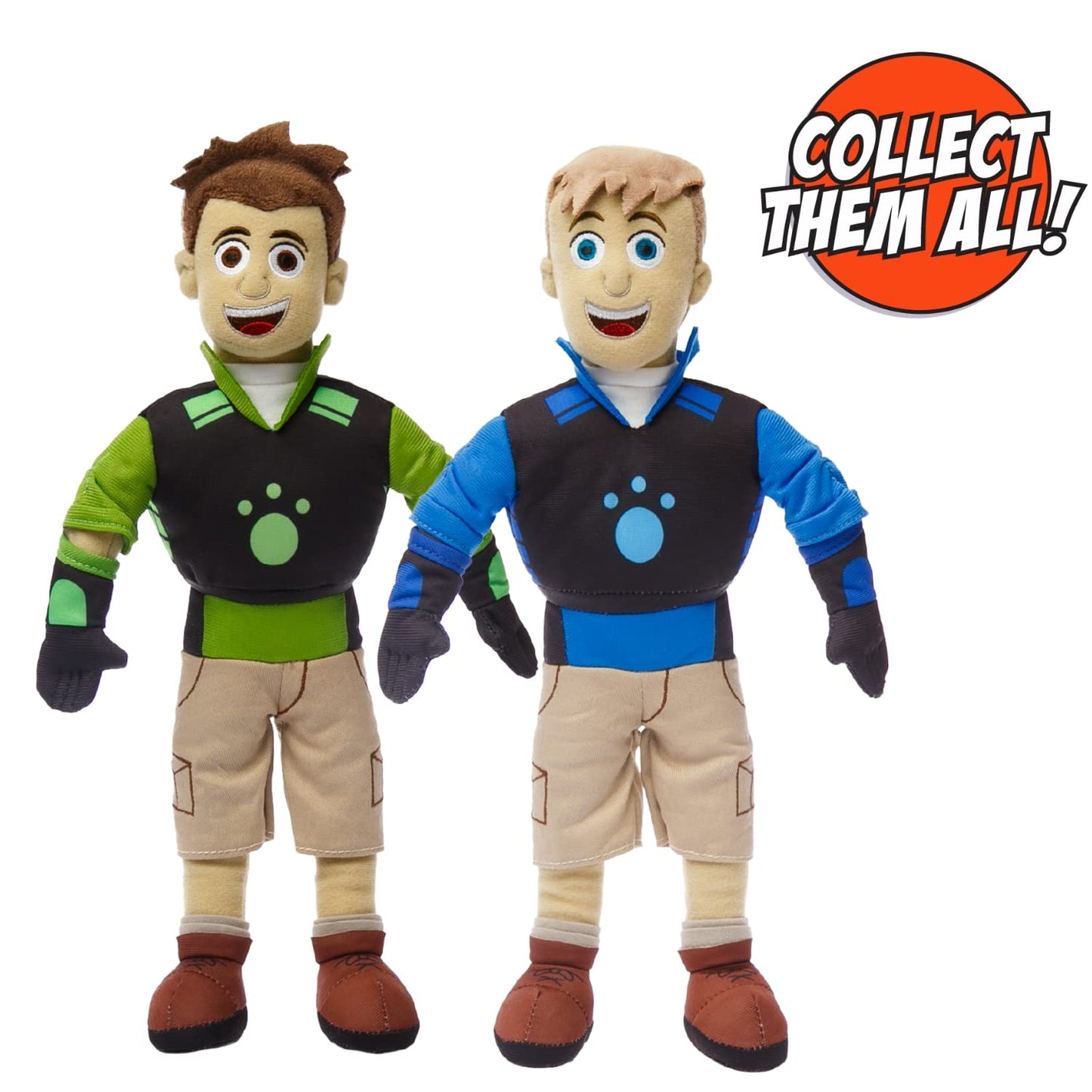 Mighty Mojo Wild Kratts Plush Toy Doll - Chris & Martin Kratt 14" - Adventure Set - Creature Power Suit - Embroidered Details for Fans of The Popular