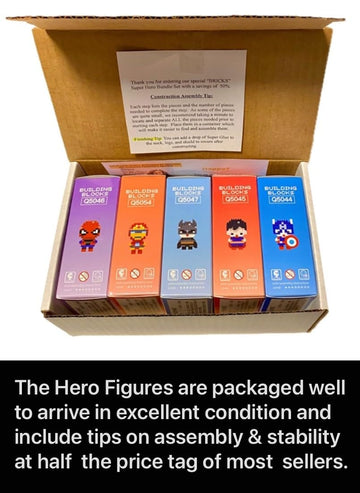 Nanoblock Superheroes Building Blocks Nanoblocks Action Figures Superhero Characters Mini Bricks Collectible Display Set Comicbook Superhero 5-Pack