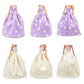 E-TING 5pcs Fashion Gorgeous Princess Wedding Party Gown Dresses Clothes with Floral-Print Voile All Around for Girl Doll(Random Pick)