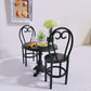 1:12 Miniature Dining Table and Chairs Set, Set of 3 Dollhouse Furniture, Decoration in Miniature (Black)