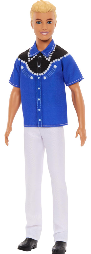 Barbie Fashionistas Ken Doll #226 Wearing a Removable Western Shirt, Pants & Boots, Blonde Fashion Doll, 65th Anniversary Collectible
