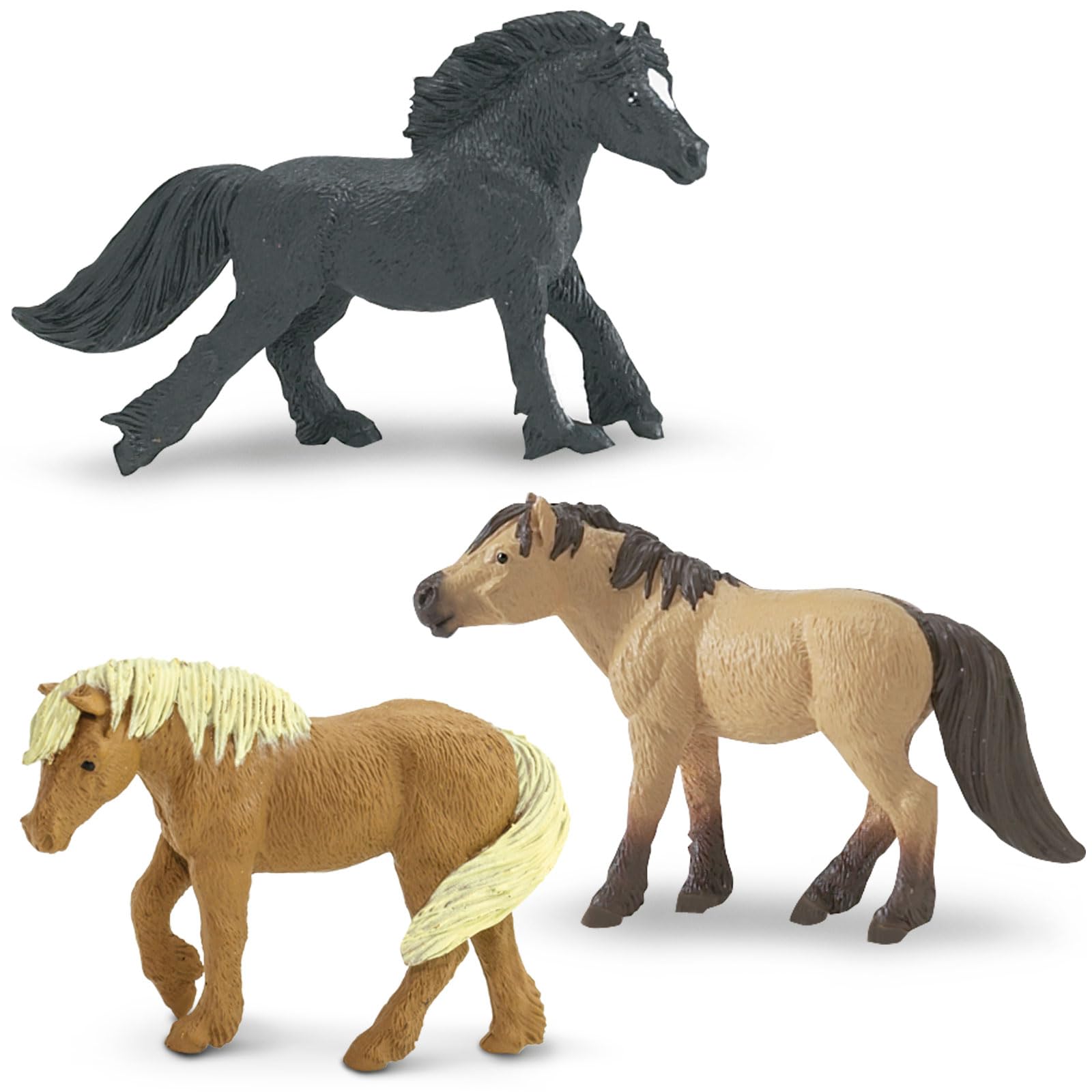 Safari Ltd. Ponies TOOB - 8 Figurines: Dartmoor, Highland, Fell, Welsh, Quarter, Shetland, Chinoteague, Exmoor Pony - Educational Toy Figures