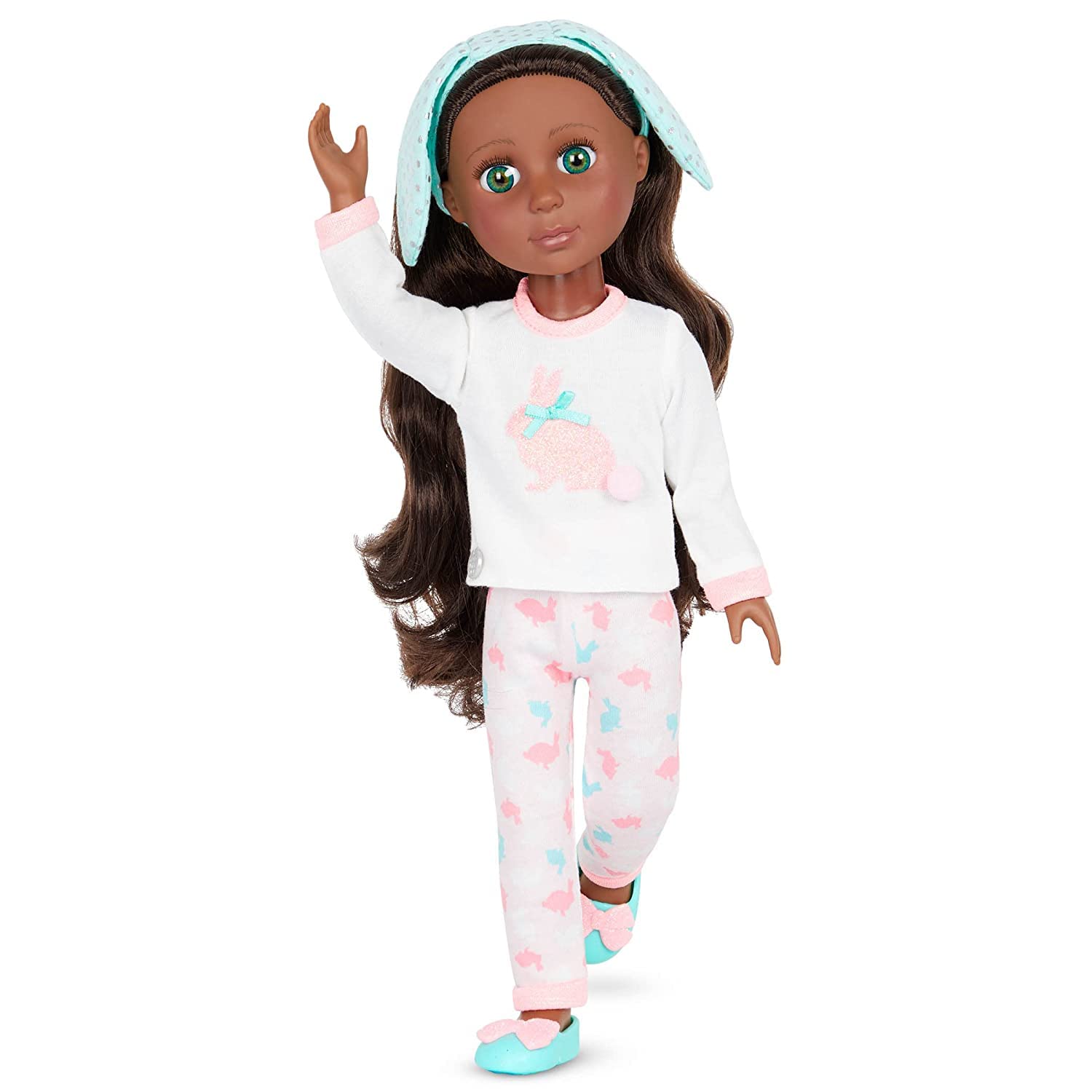 Glitter Girls - 14-Inch Slumber Party Doll - Brown Hair & Green Eyes - Bunny Pajama Outfit & Headband - 3+ Years- Eniko