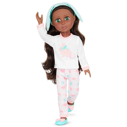 Glitter Girls - 14-Inch Slumber Party Doll - Brown Hair & Green Eyes - Bunny Pajama Outfit & Headband - 3+ Years- Eniko