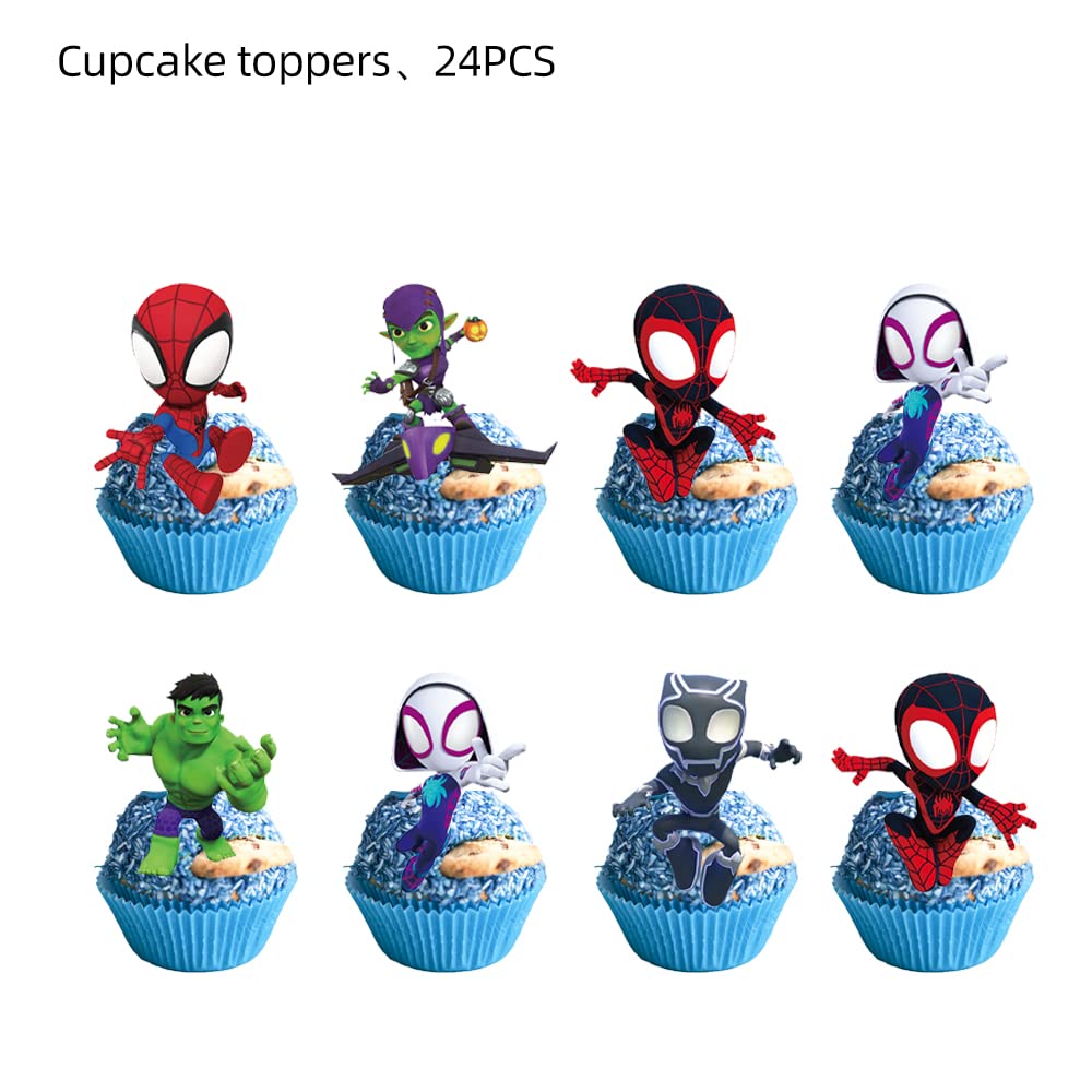 24PCS Cartoon Cake Toppers Cupcake Toppers Cake Decorations Birthday Party Supplies Decorations (Style 3)