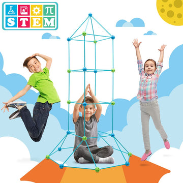 Kids Fort Building Kit 120 Pieces Construction STEM Toys for 3 4 5 6 7 8 9 10 11 12 Years Old Boys and Girls Ultimate Forts Builder Gift Build DIY