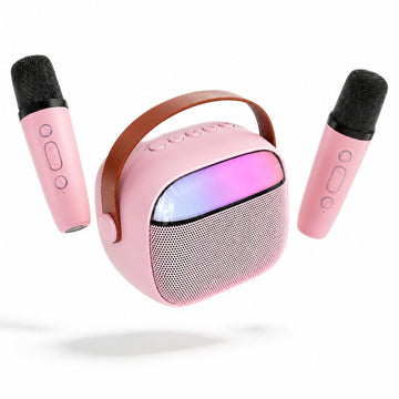 Kids Karaoke Machine for Girls, Mini Karaoke Machine for Kids with 2 Wireless Microphones & LED Lights,Kids Karaoke Set for Children Singing, Ideal