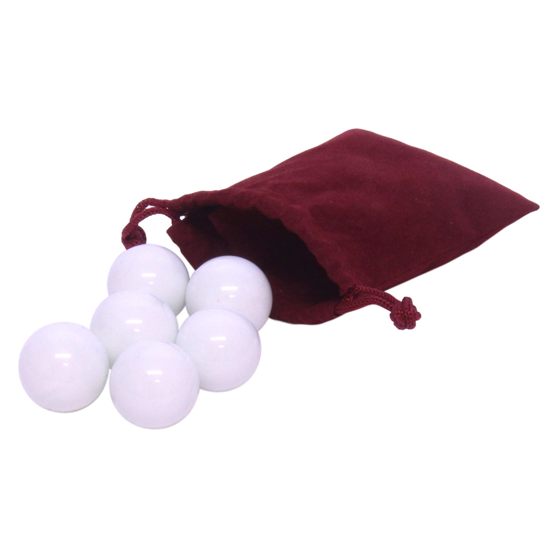 AmishToyBox.com 6 White Glass Marbles - Large 1" (25mm) Diameter - Comes in a Drawstring Carry Pouch