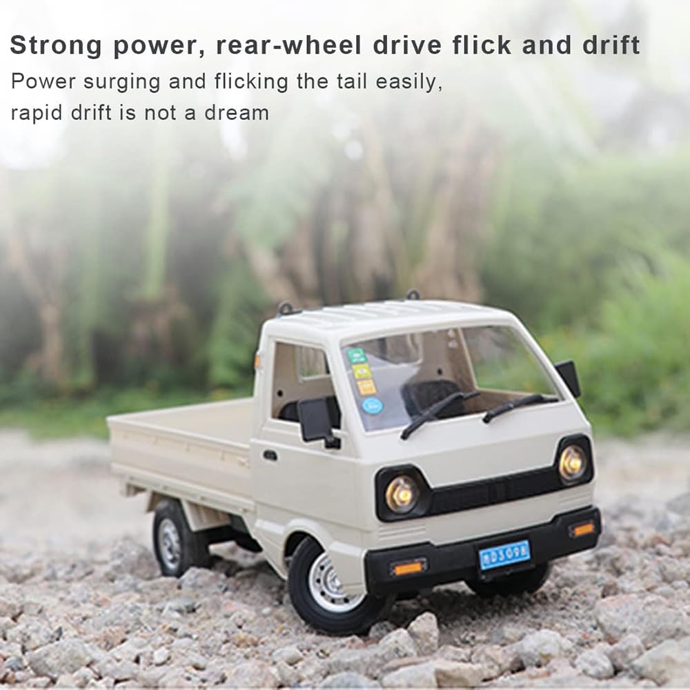 Wooptoothy WPL D12Mini Kei Truck RC Car 1/16 2.4Ghz Remote Control Rock Crawler Off Road Truck with Brushed Motor, LED Headlights, Middle Engine Rear