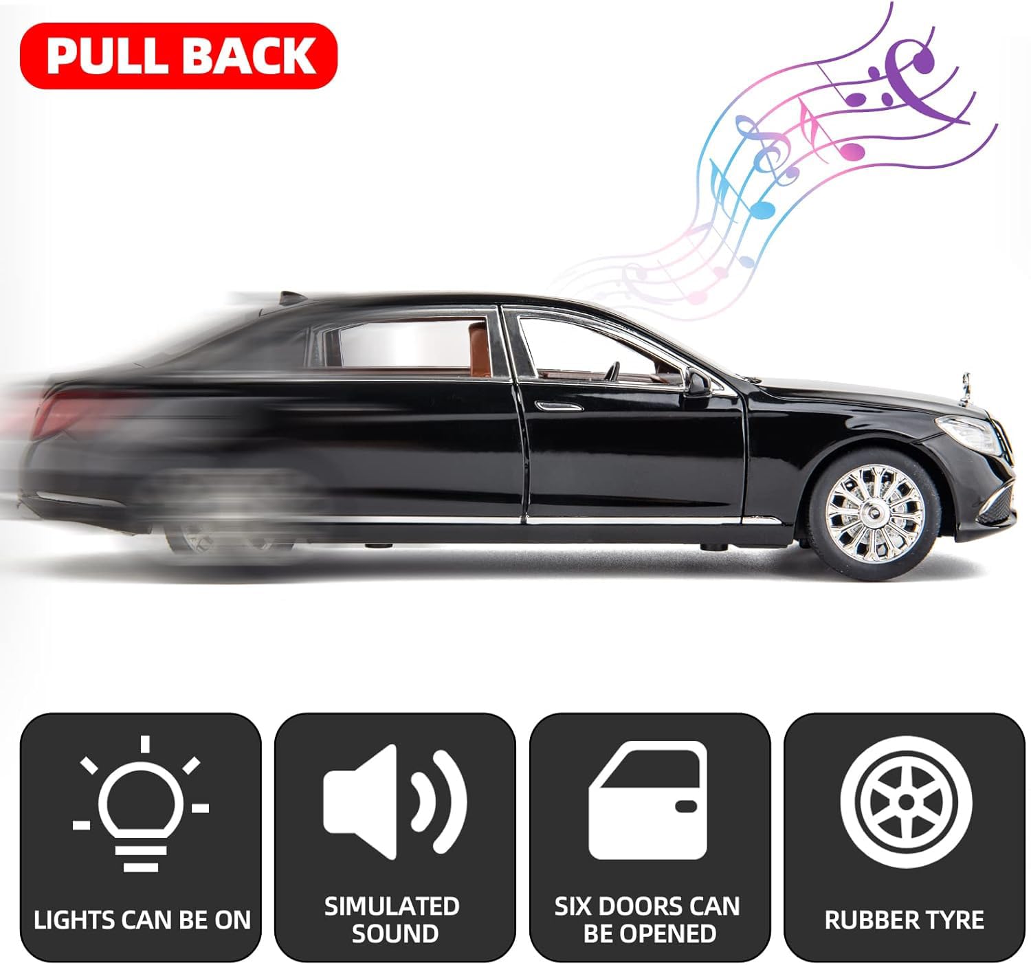 WAKAKAC 1/24 Toy Car Compatible with E300 Alloy Die-cast Pull Back Car Model with Light and Sound Toy Vehicles for Adults Boys Girls, Gift Decoration