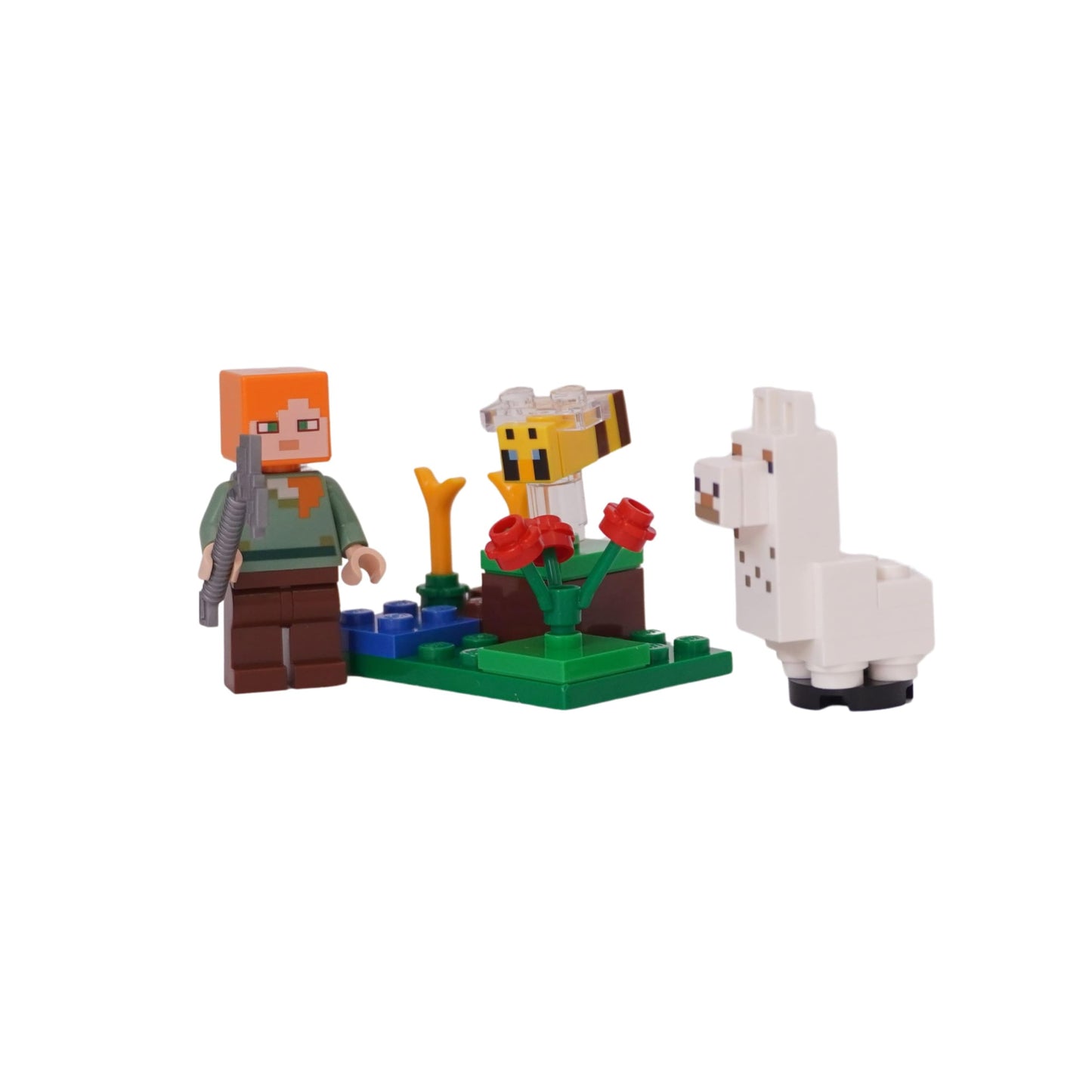 LEGO Minecraft: Alex Minifigure with Baby Llama and Bee