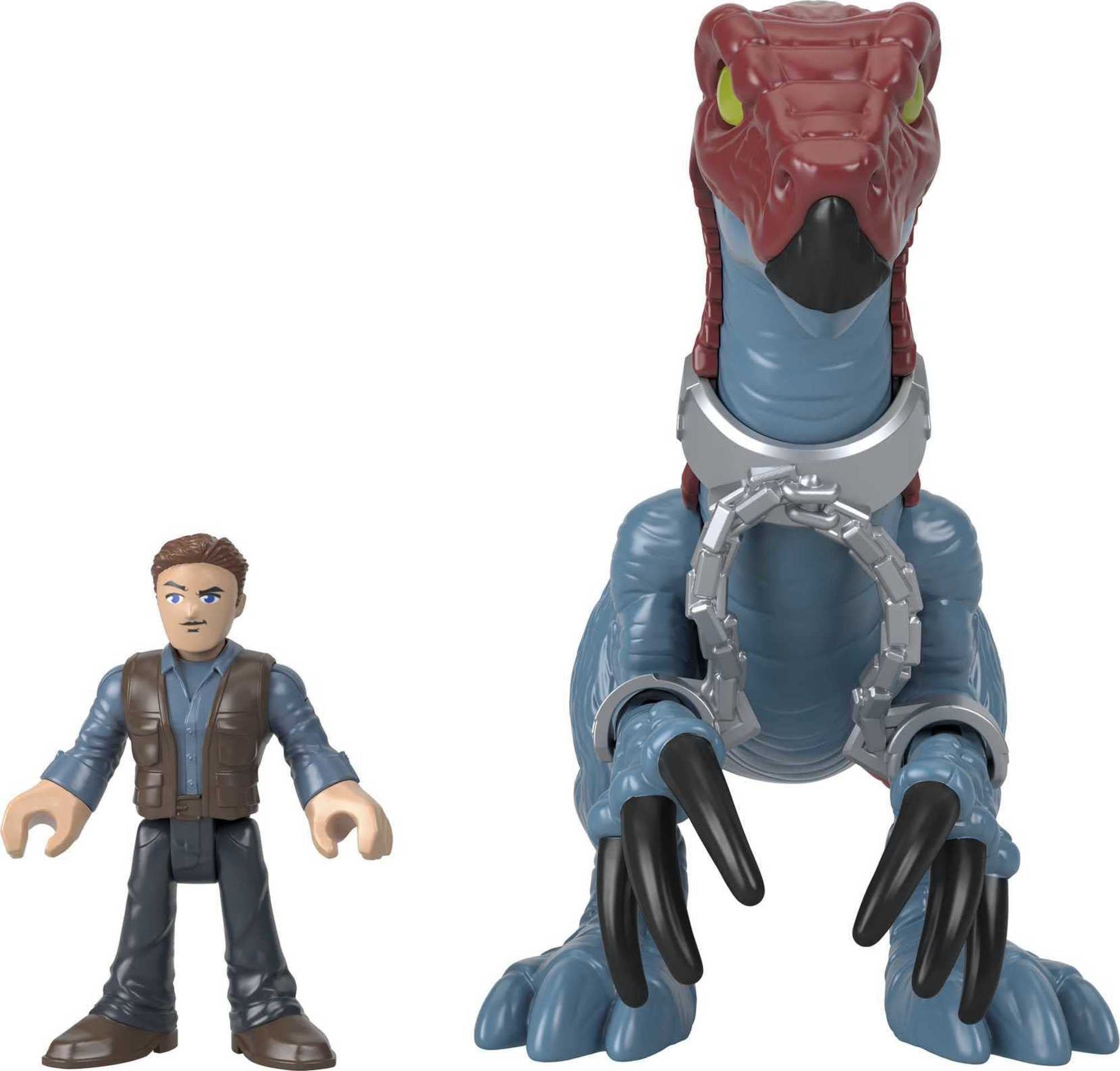 Fisher-Price Imaginext Jurassic World Dinosaur Toy Therizinosaurus & Owen Grady Figure Set for Pretend Play Preschool Kids Ages 3+ Years