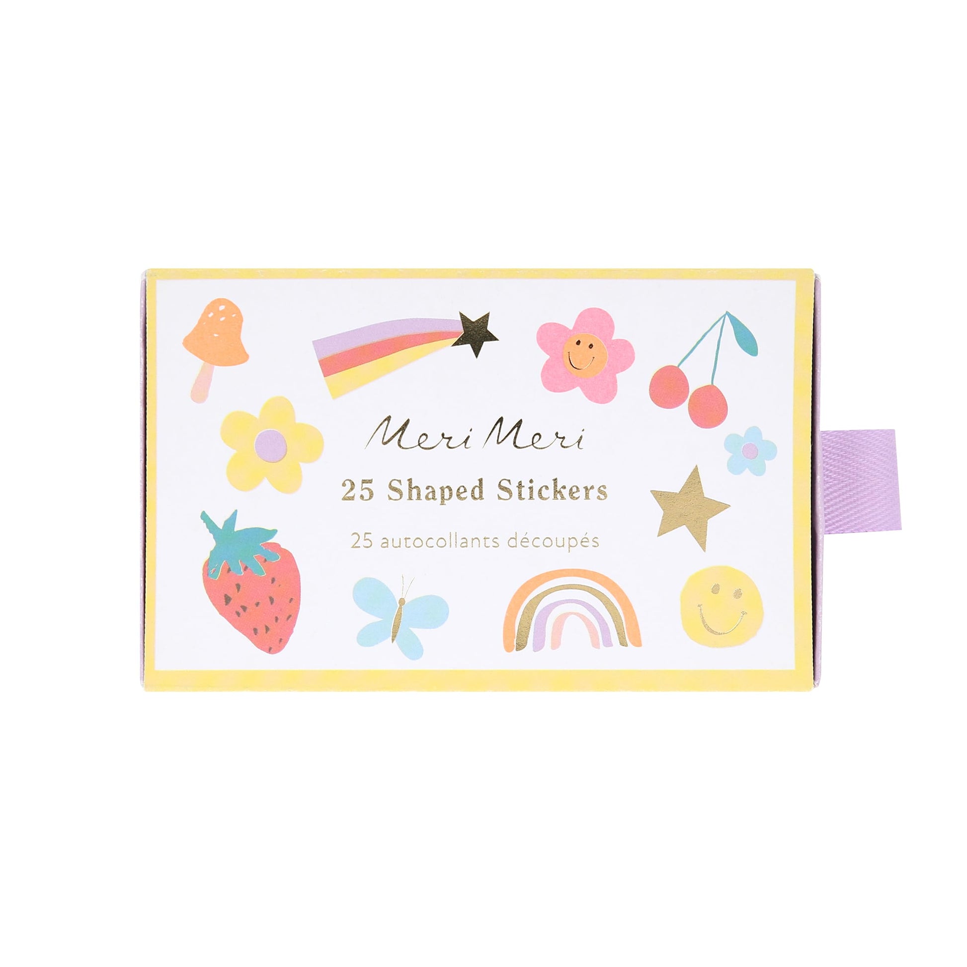 Meri Meri Happy Icons Stickers (Pack of 25), Birthday Party Favors, Decorative Stickers, Matchbox-Style Box, Easy Peel Back, Ages 3+