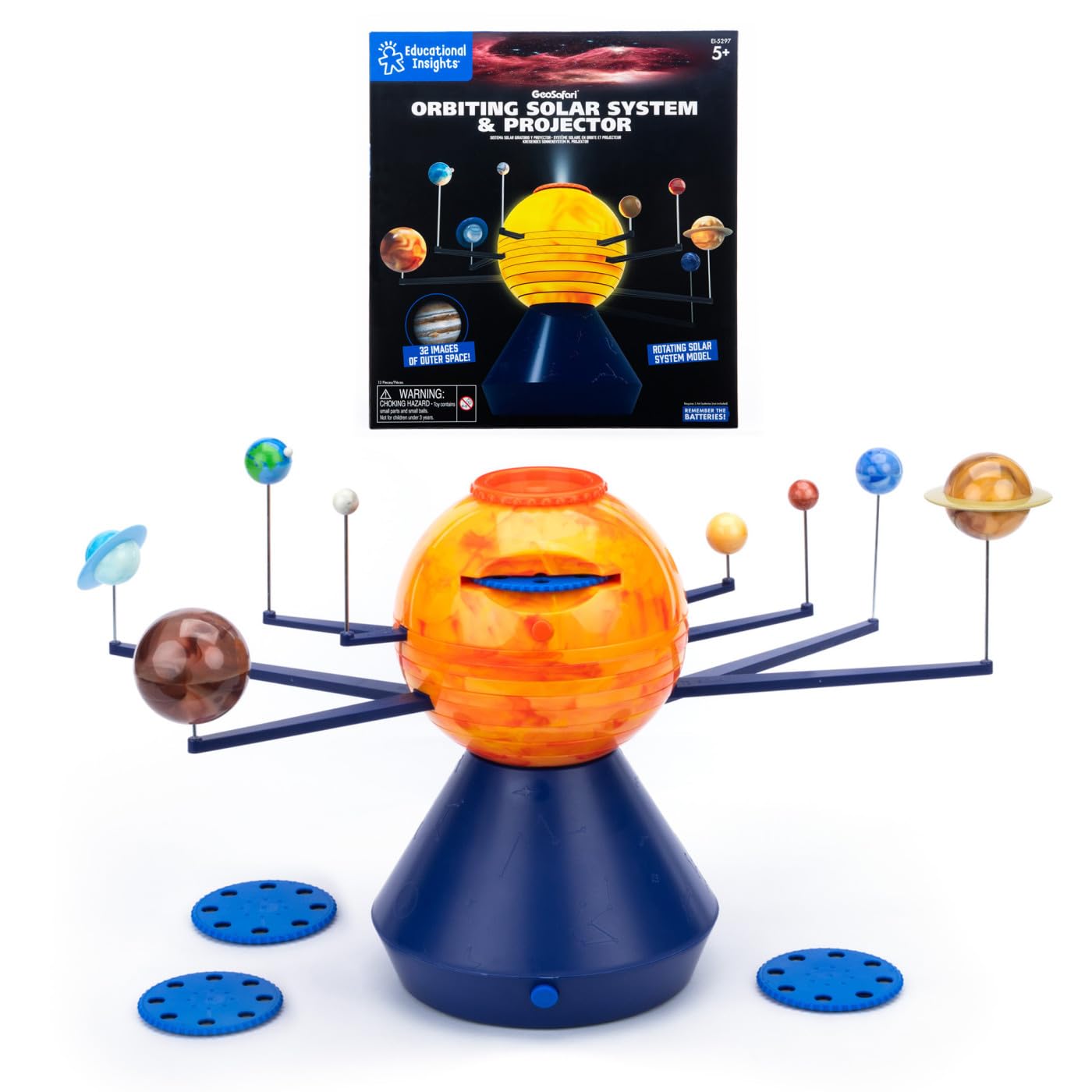 Educational Insights GeoSafari Orbiting Solar System & Projector - Model Solar System for Kids, Outer Space Projector for Ceiling, Classroom Science