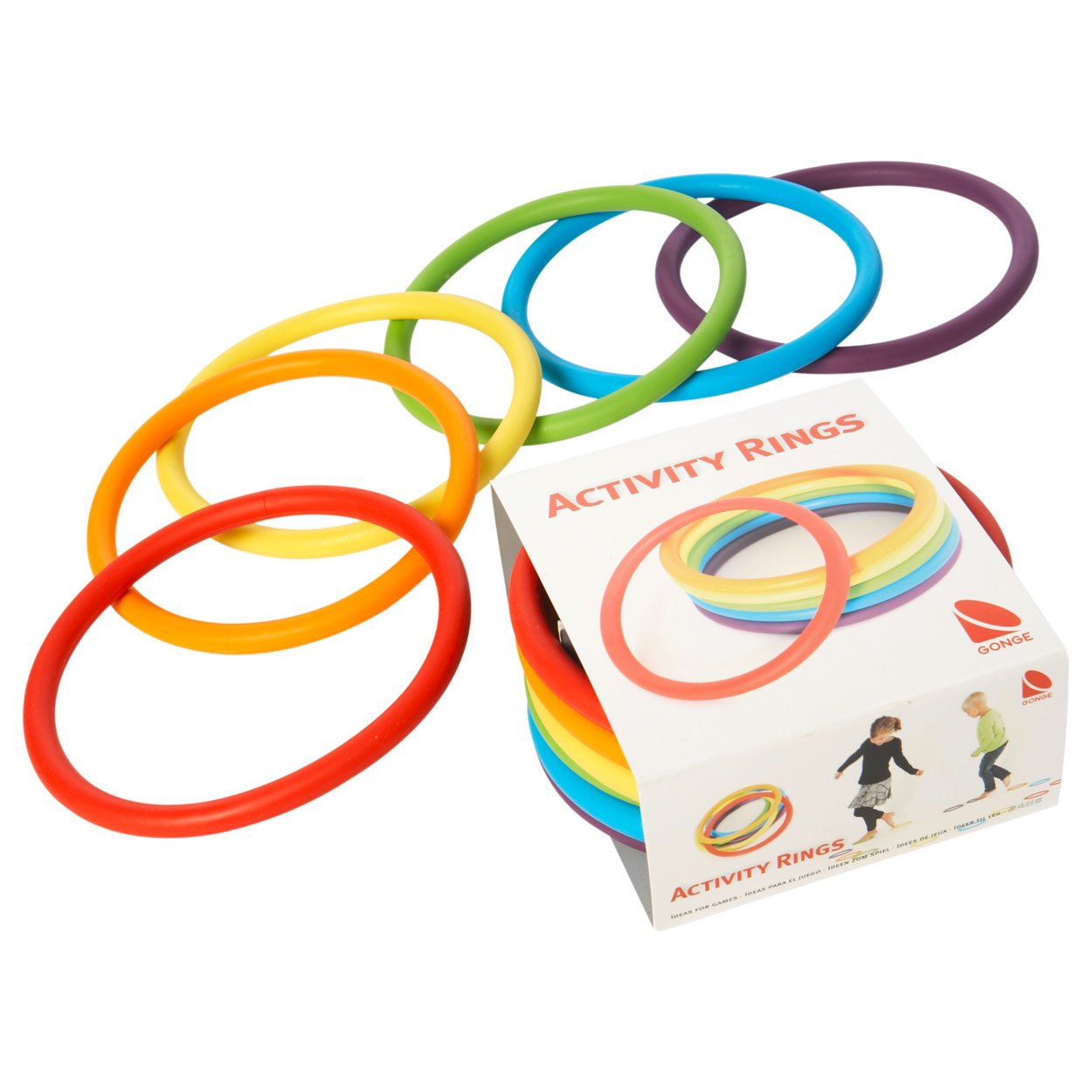 GONGE Activity Rings Multipurpose for Balance, Juggling, Throwing, Rhythmic Exercises and Gymnastics Set of 6 in Different Vibrant Colors