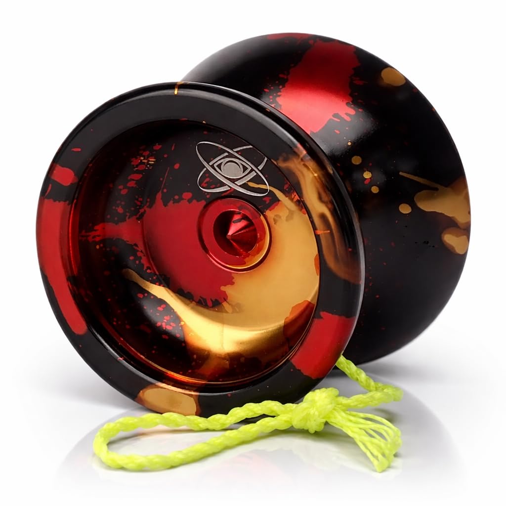 Yoyo King Watcher Metal Professional Yoyo - Aluminum Ball Bearing Yo-Yo with Responsive & Unresponsive C Bearings, Extra String - Volcano Splash