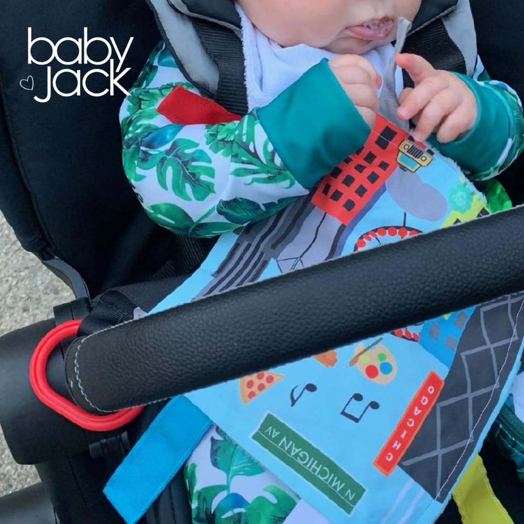 Baby Jack & Co 8x8” Learning Lovey Chicago Illinois Tag Toys for Babies - Baby Crinkle Toys - Soft & Safe - Learn USA Cities and Shapes - Ideal Baby