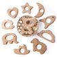 Wood Teethers for Babies DIY Necklace and Bangles Soothes Gum Pain Molar Teething Wood, Bird Elephant Sheep Moon Rocket Butterfly Star Heart Hedgehog