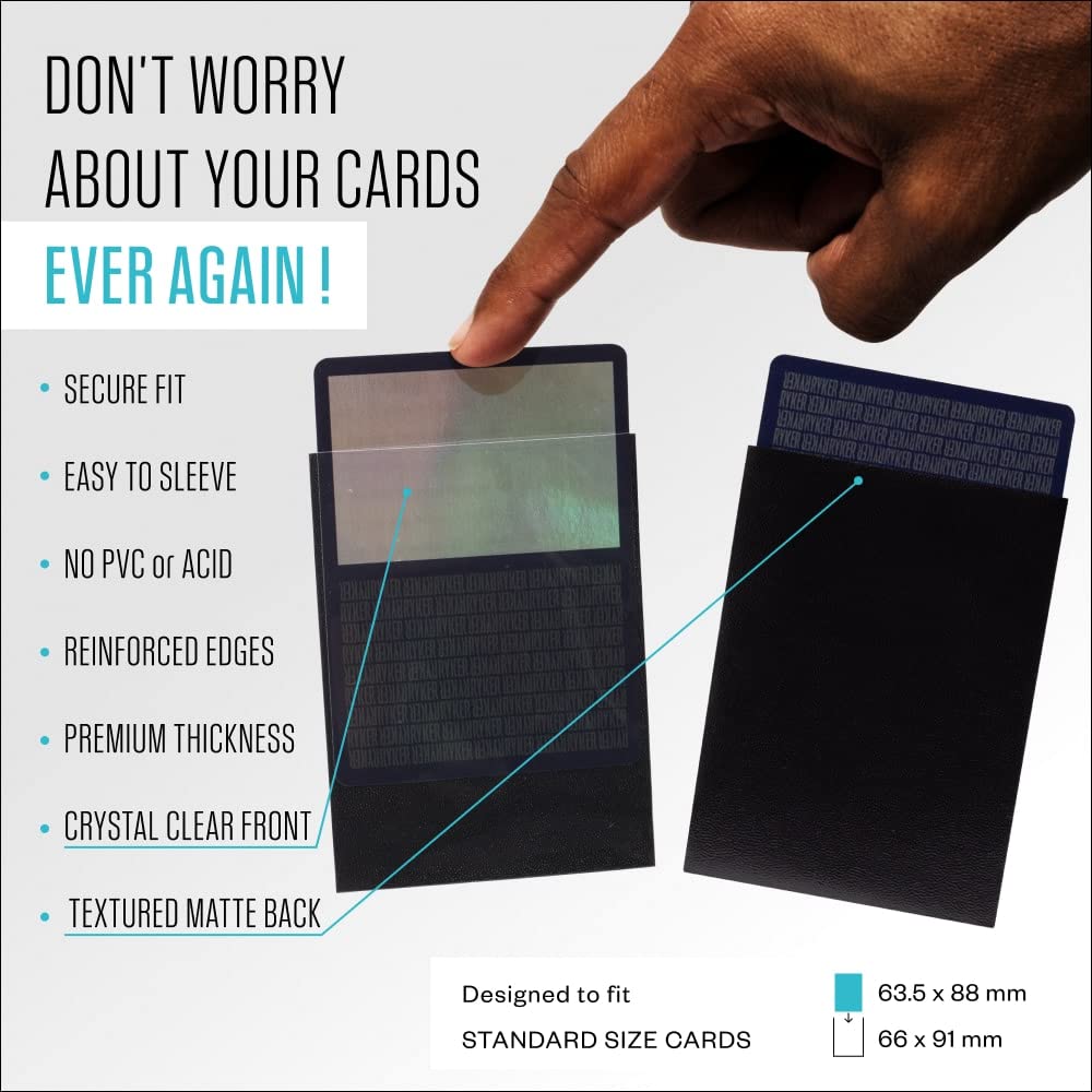 Ryker Card Sleeves for MTG Magic The Gathering - Made in Japan, Tournament Grade, Reinforced Edges, Crystal Clear Front, Textured Matte Back (100