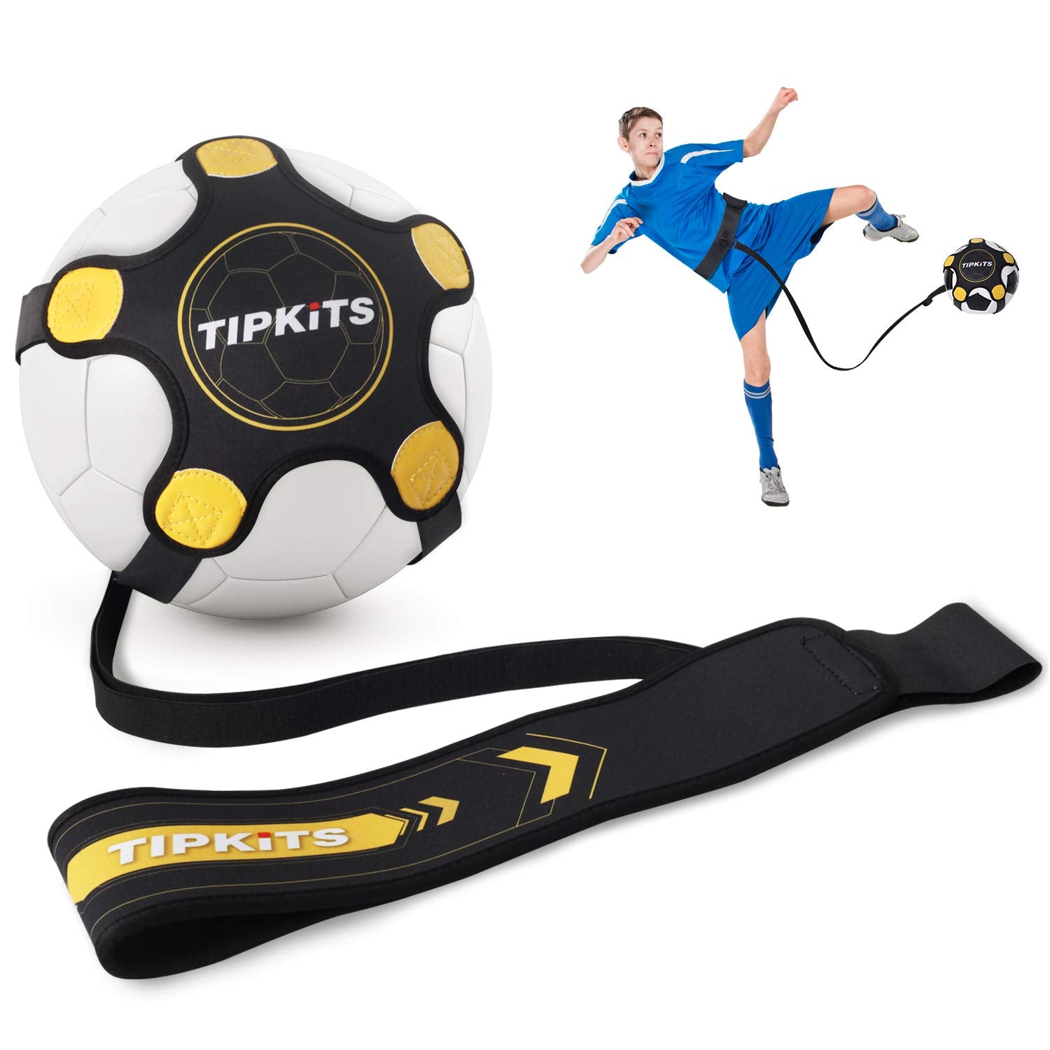 TIPKITS Soccer Kick back Trainer, Football Practice Belt for Kids & Adults
