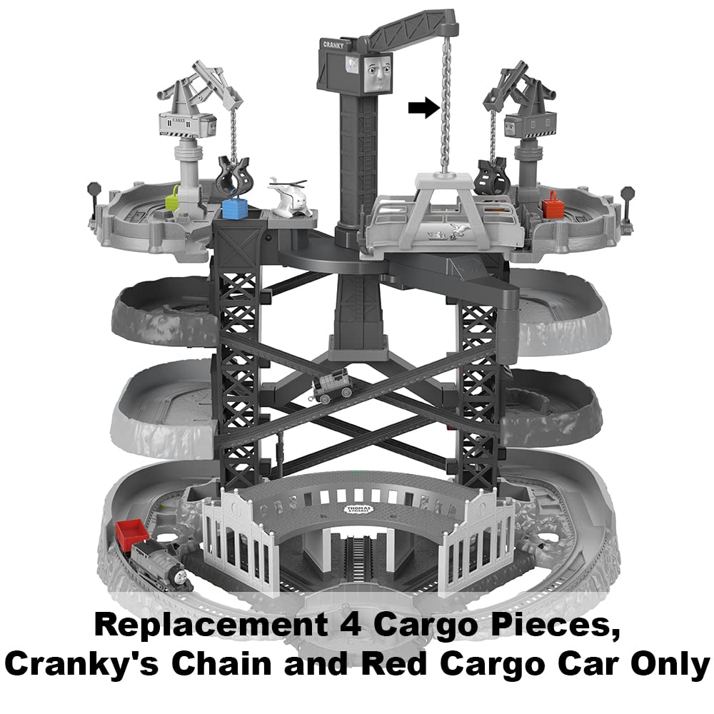Parts for Thomas and Friends Train Set - GXH09 ~ Thomas & Friends Trains and Cranes Super Tower Playset ~Set of 4 Cargo Pieces, Cranky's Chain and Red