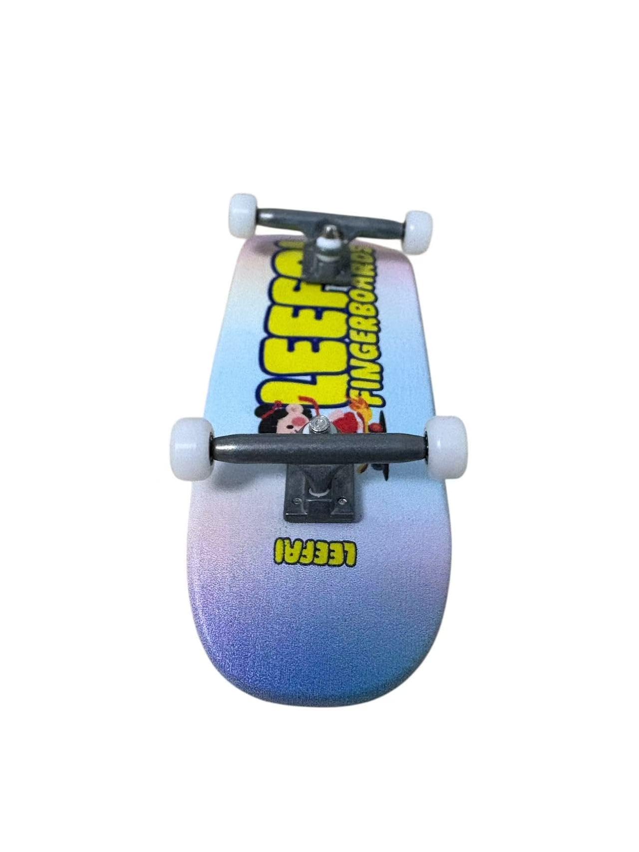 LEEFAI Pro Fingerboard Complete, Pre-Assembled Finger Skateboard Setup Canadian Maple Wood Deck Measure 34x96mm, Boxy Shape (Skate Girl)