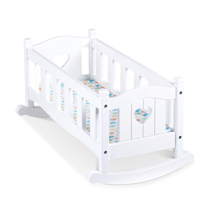 Melissa & Doug Wooden Play Cradle for Dolls - Baby Doll Crib and Baby Doll Bed with Mattress, Doll Accessories for Pretend Play and Stuffed Animals,